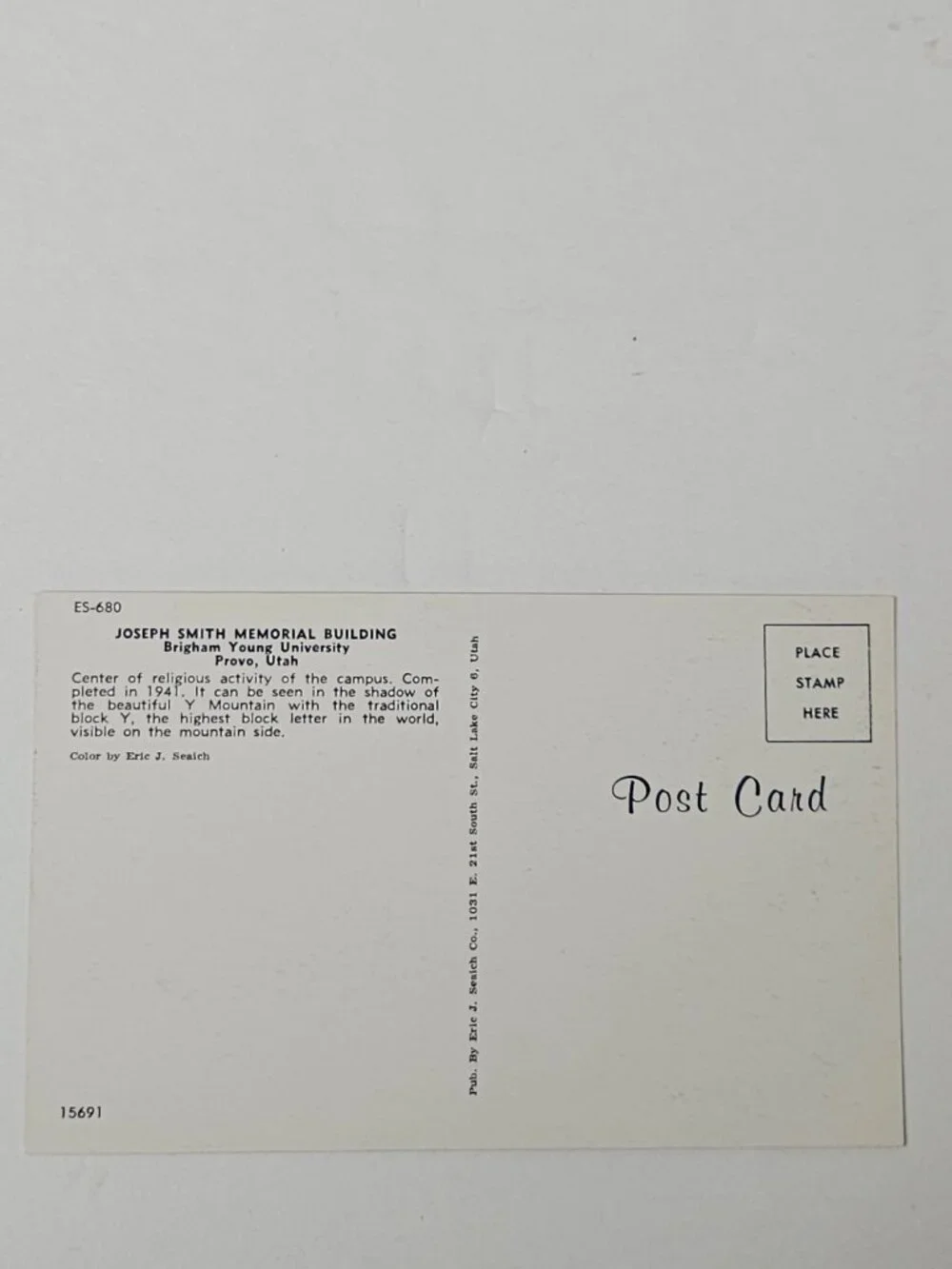 Joseph Smith Memorial Building Brigham Young University Provo Utah Postcard